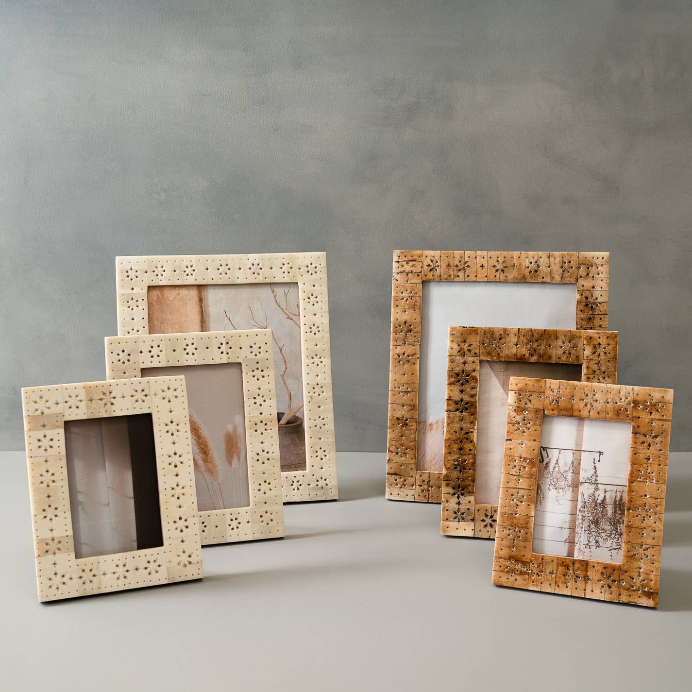 Neutral Bone Floral Cut-Out Frames, Asst. 2 Brown & Cream