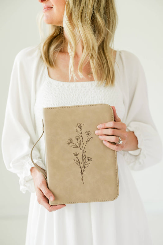 Bible Cover, Bible Case, Book Holder, Floral, Debossed