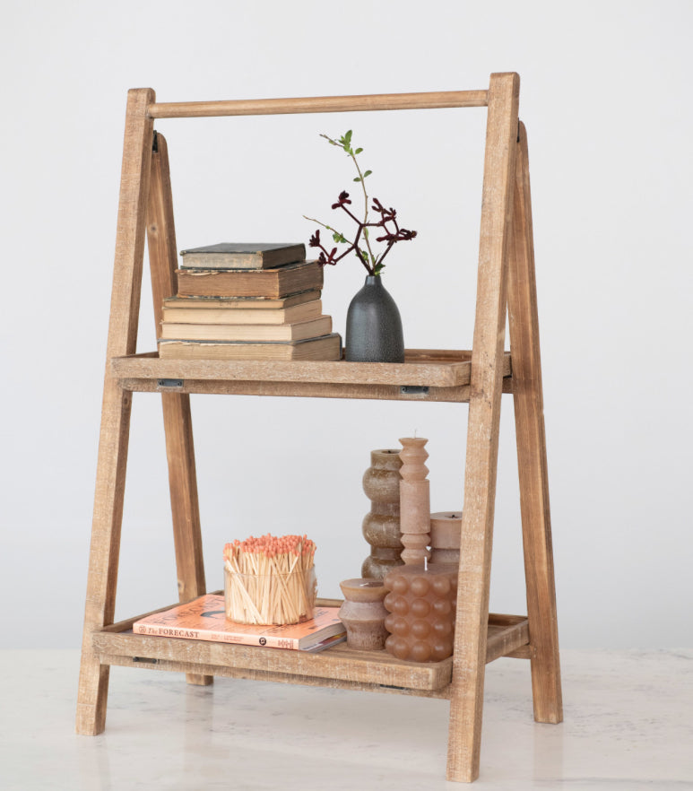 2-tier wood folding stand