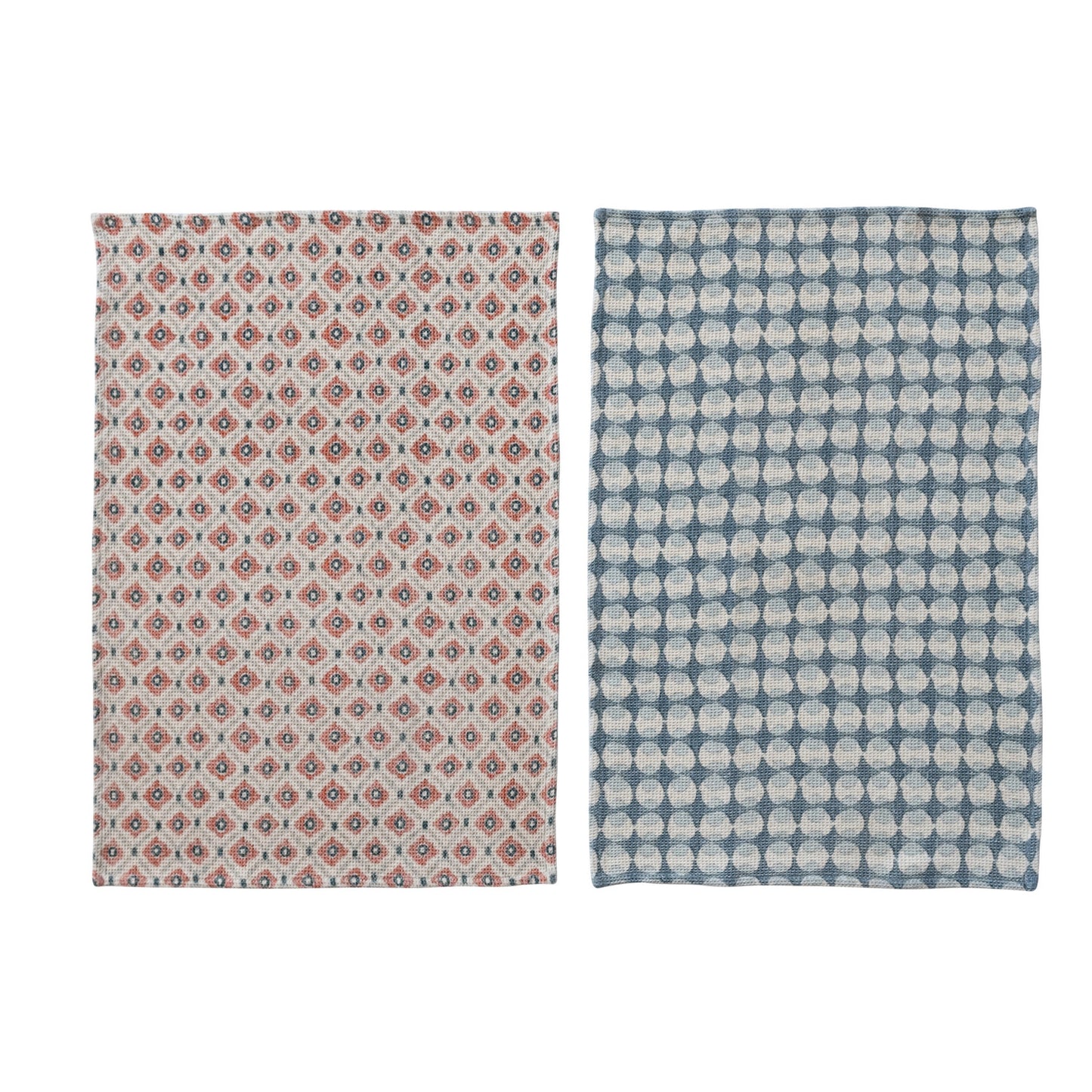Cotton Waffle Weave Printed Kitchen Towel with Pattern, 2 Styles