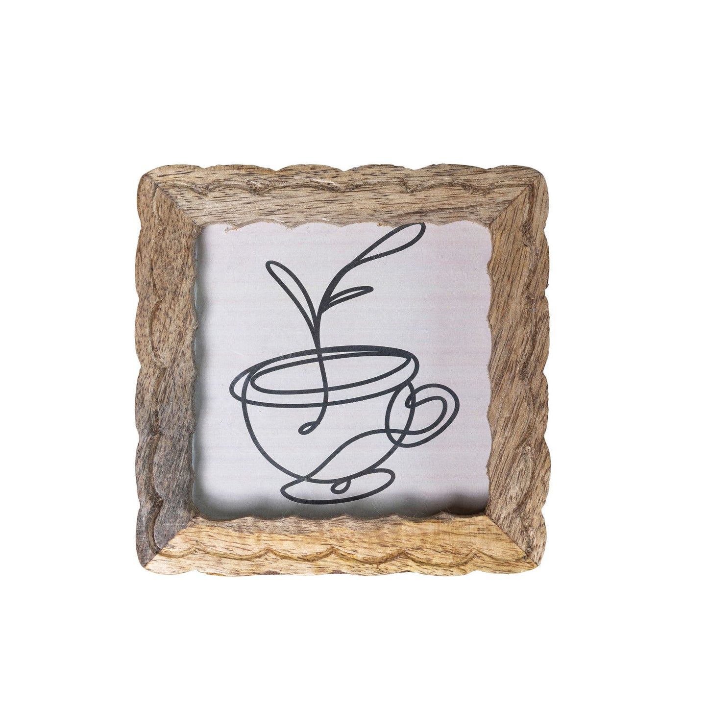 Hand-Carved Mango Wood Photo Frame (Holds 3-1/2" Square Photo)