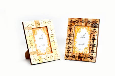 Neutral Bone Floral Cut-Out Frames, Asst. 2 Brown & Cream