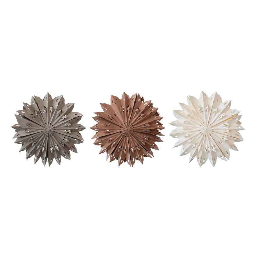 Paper Folding Snowflake Ornament w/ LED Light String, 3 Color Options (price is for one snowflake)
