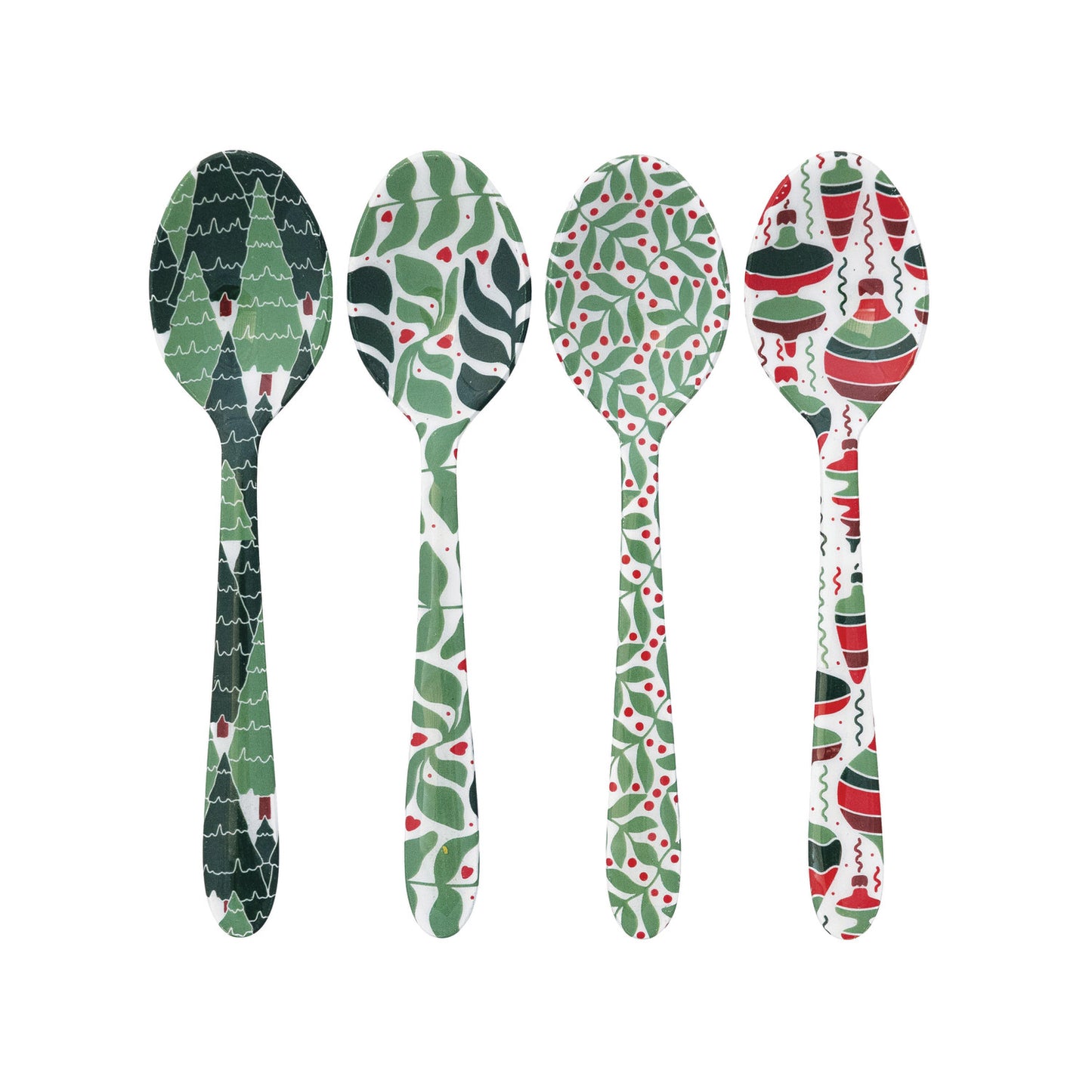 Enameled Stainless Steel Spoon with Seasonal Pattern, 4 Styles