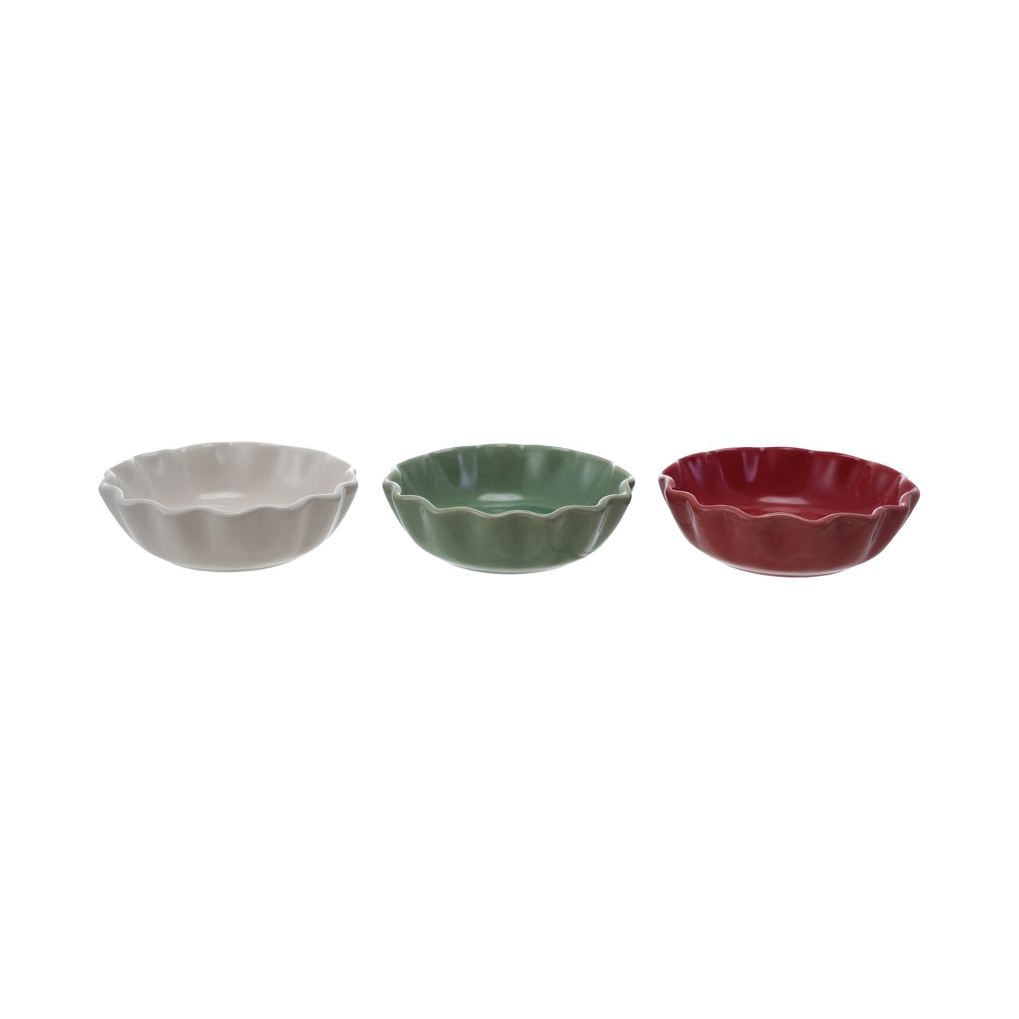 4" Round Stoneware Scalloped Bowl, 3 Colors
