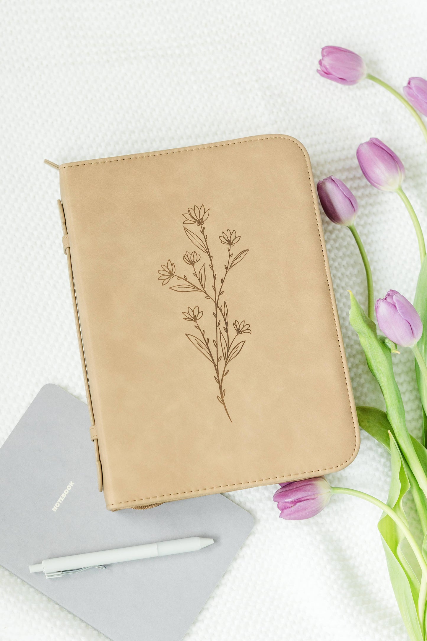 Bible Cover, Bible Case, Book Holder, Floral, Debossed