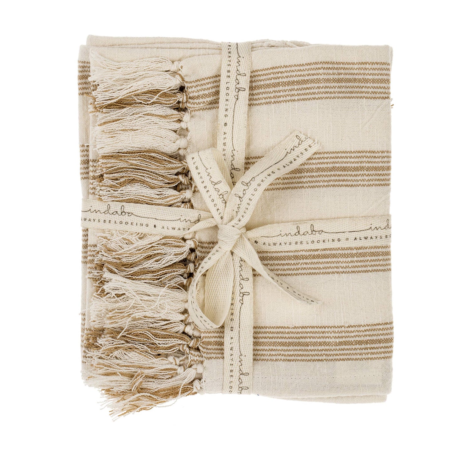 2 French Stripe Hand Towels-Sand