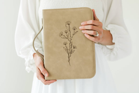 Bible Cover, Bible Case, Book Holder, Floral, Debossed
