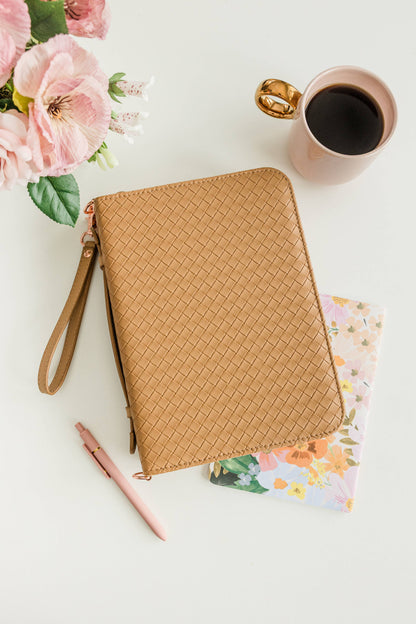 Bible Cover, Weave Bible Case, Crossbody CARAMEL