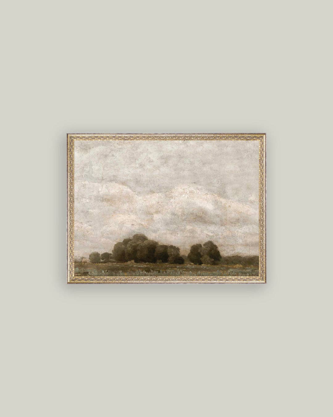 Tree and Cloud Landscape Framed Antique Art