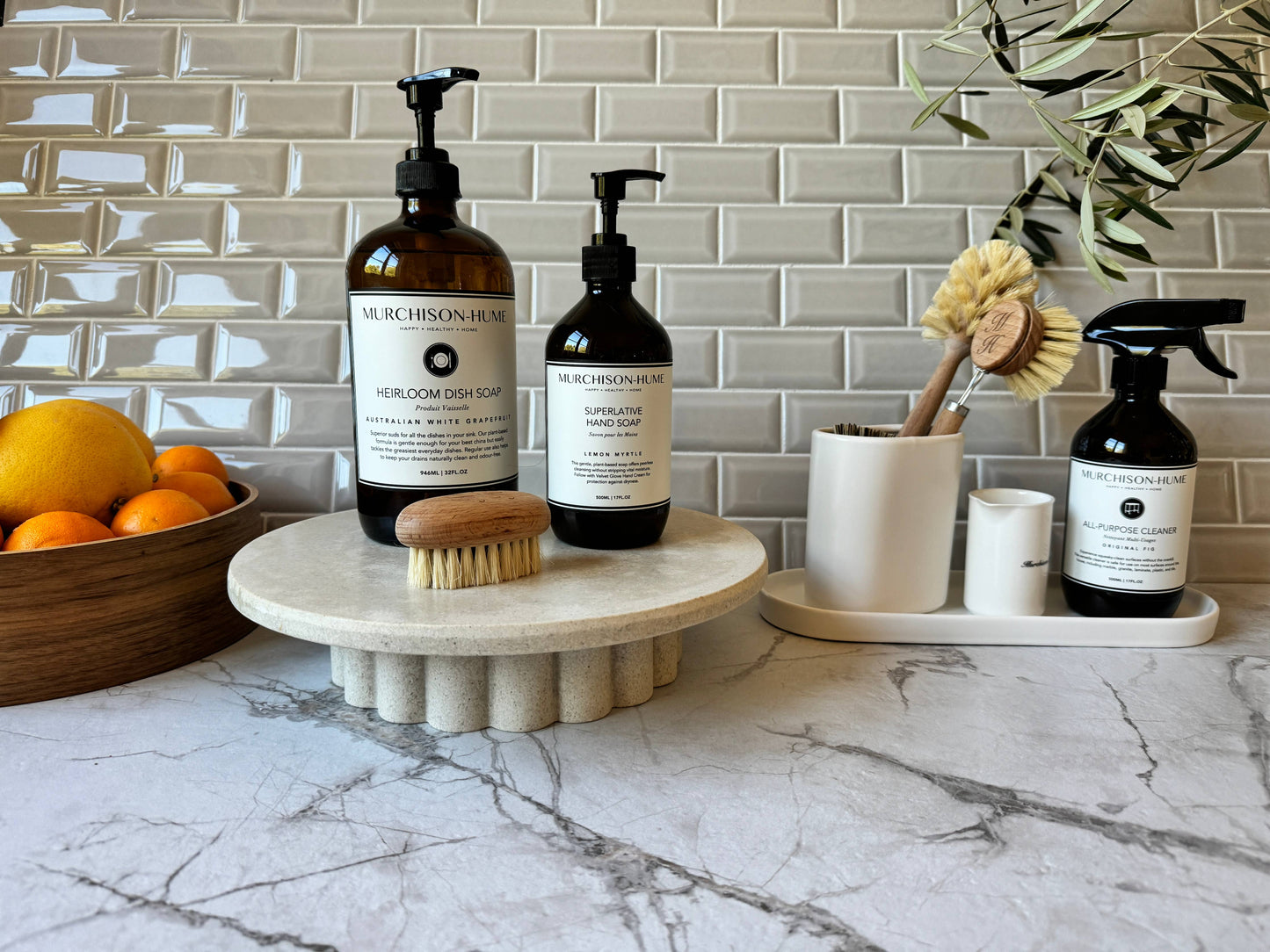 Heirloom Dish Soap in Amber Glass Dispenser