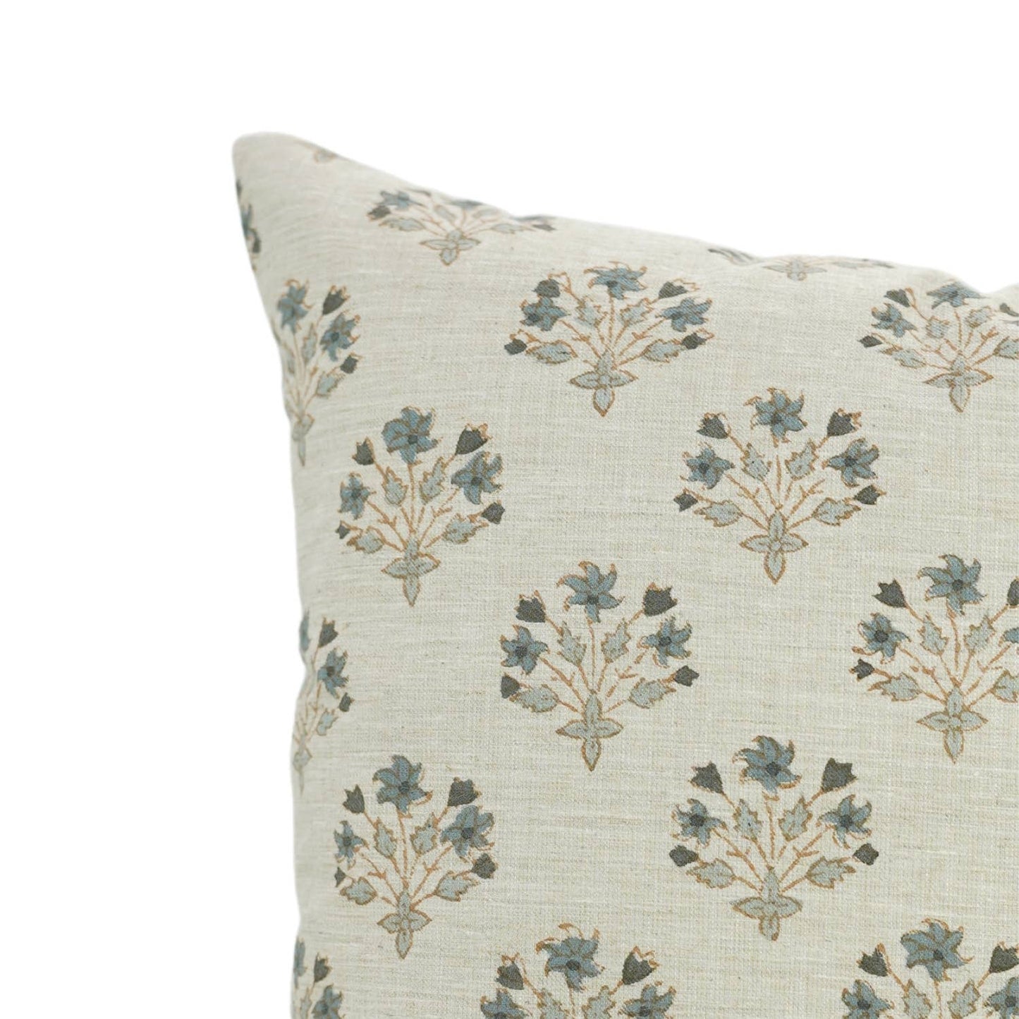 Floral Block Print Linen Blend Pillow Cover- Diwali Flower