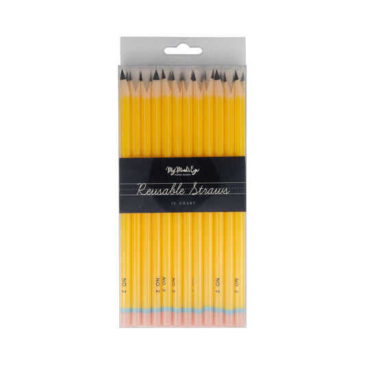 Pencil Reusable Straws - 12 count