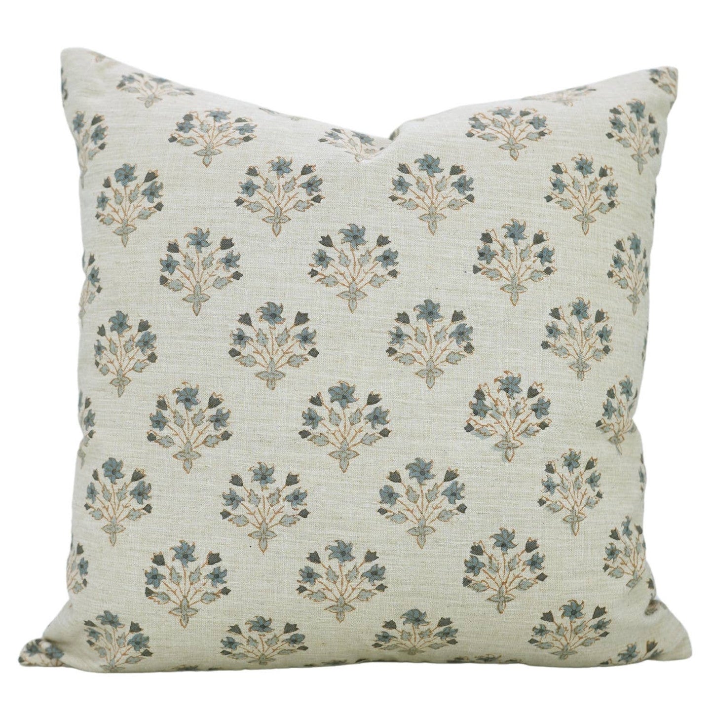 Floral Block Print Linen Blend Pillow Cover- Diwali Flower
