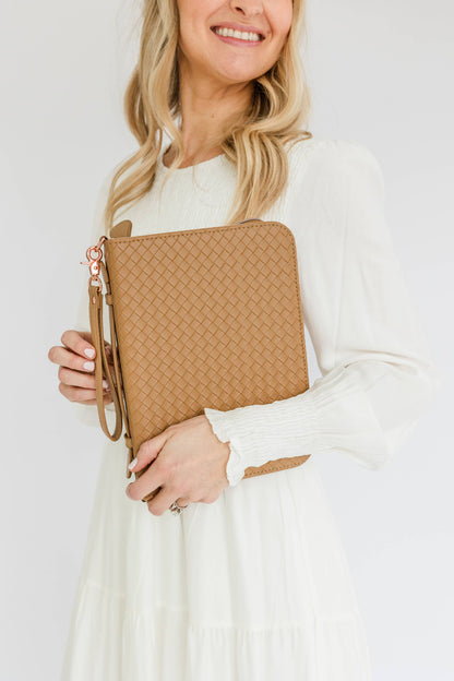 Bible Cover, Weave Bible Case, Crossbody CARAMEL