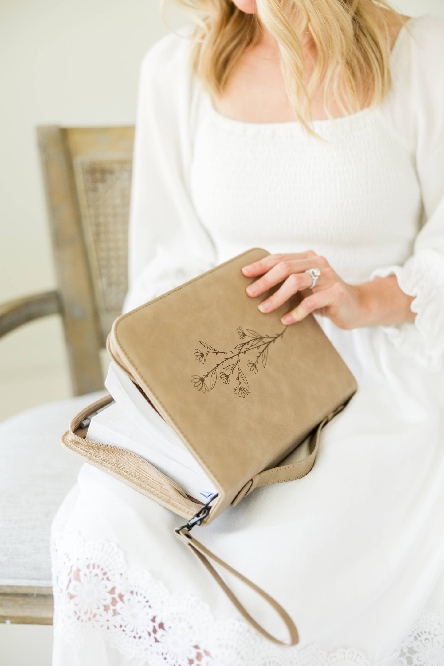Bible Cover, Bible Case, Book Holder, Floral, Debossed