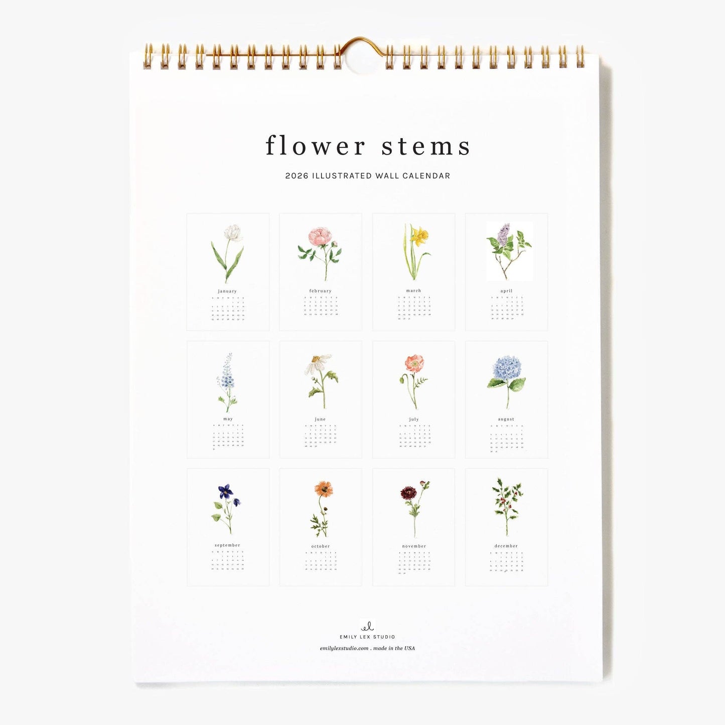 2026 flower stems calendar