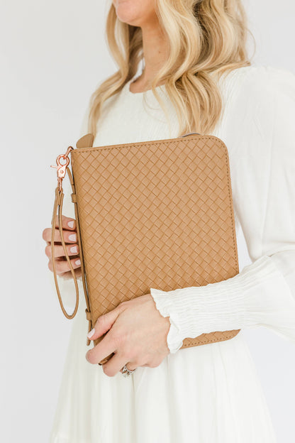 Bible Cover, Weave Bible Case, Crossbody CARAMEL