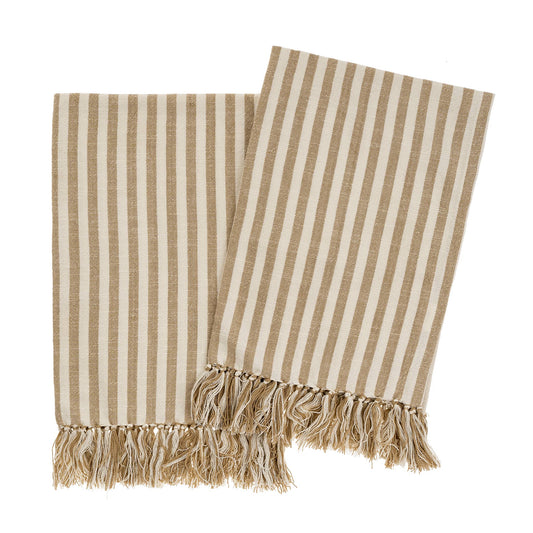 Bengal Stripe Hand Towels - Warm Sand