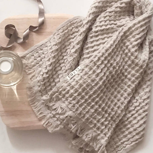 Waffle Cotton Hand Towels (set of 2)- Sand