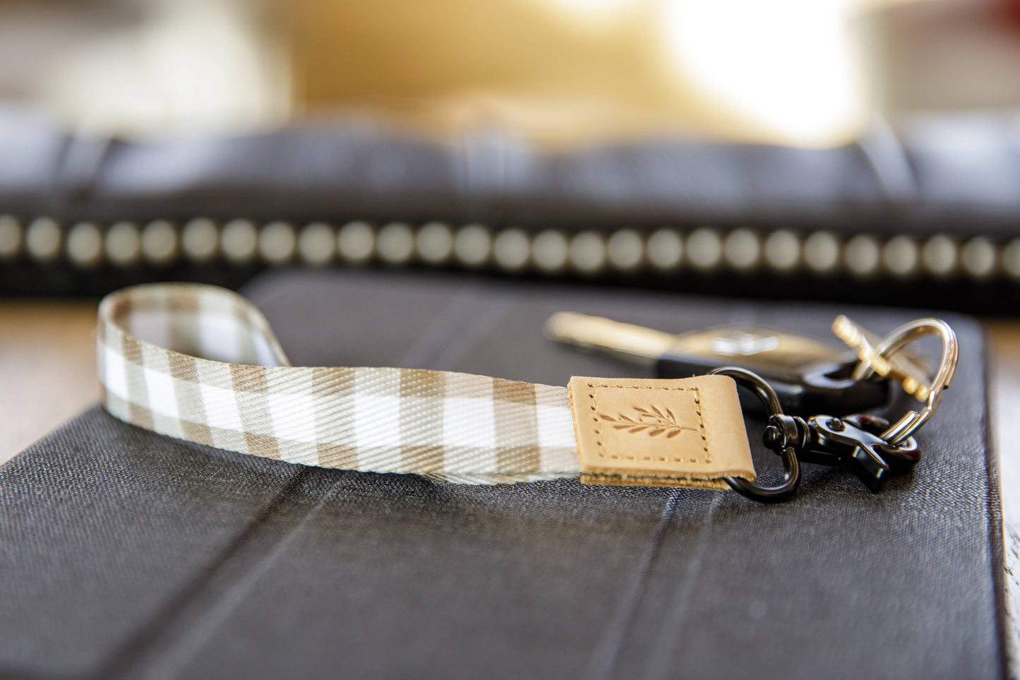 Brown Check Wristlet
