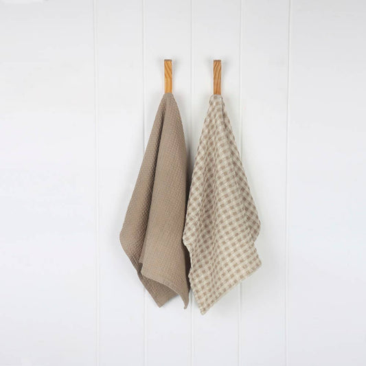 Waffle Tea Towel Set of 2 - Taupe
