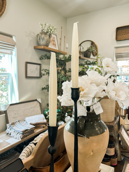 Unscented Taper Candles in Box, Cream Color, Set of 2