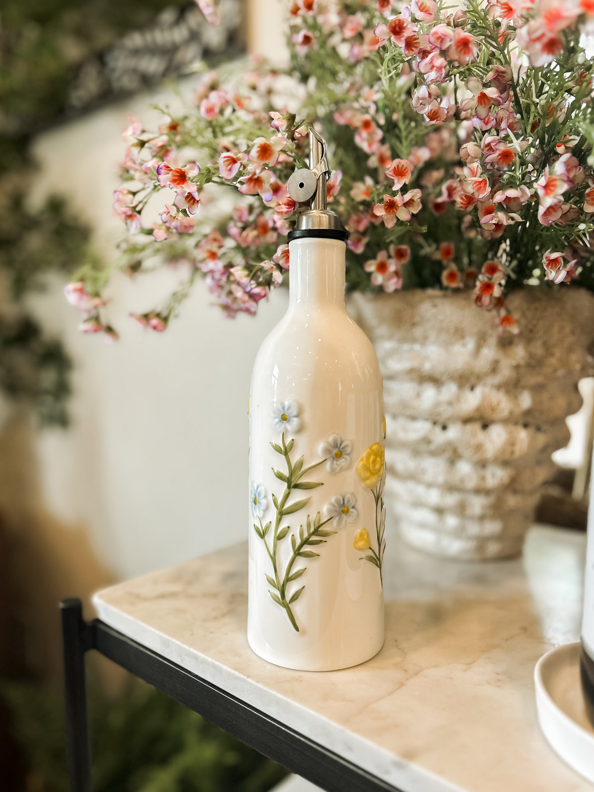 Floral Oil & Vinegar Dispenser Bottle