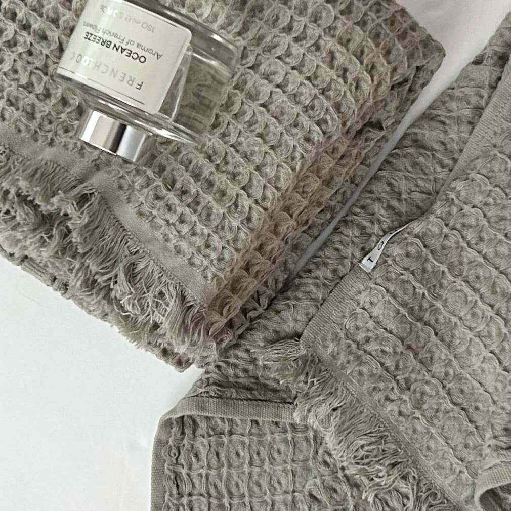 Waffle Cotton Hand Towels (set of 2)- Sand