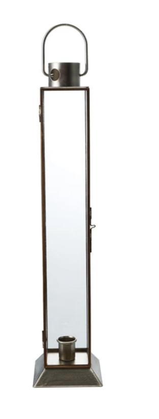 Metal and glass lantern taper holder