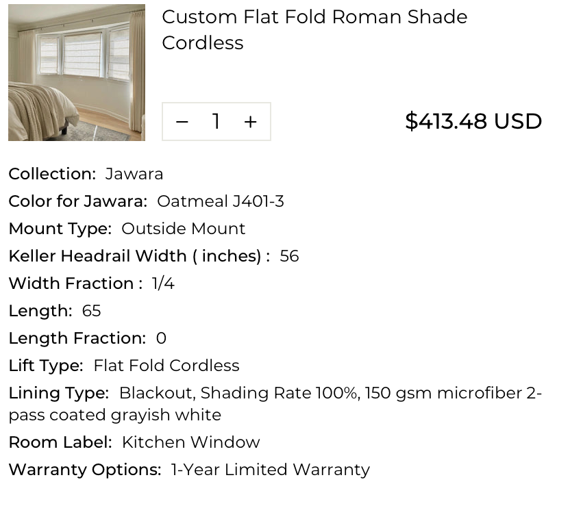 8 Roman Shades, 4 Drapes + 2 Curtain Rods