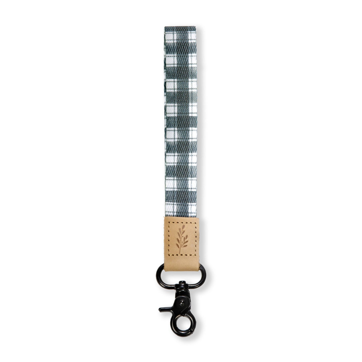 Wristlet Keychain, Wrist Lanyard, Black and White Checkered