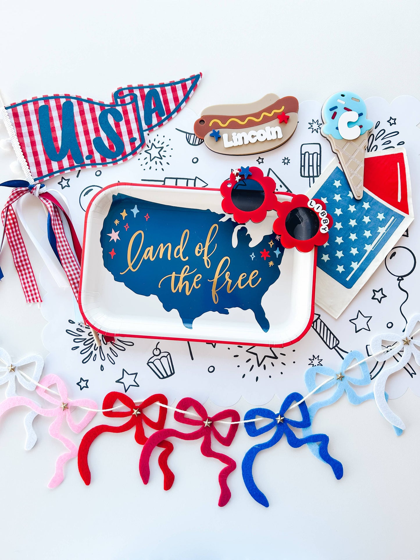 USA Gingham Pennant Flag