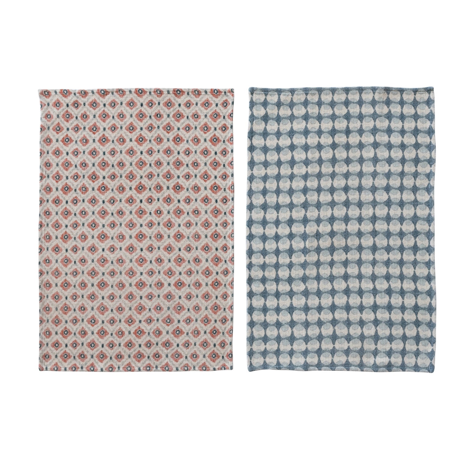 Cotton Waffle Weave Printed Kitchen Towel with Pattern, 2 Styles