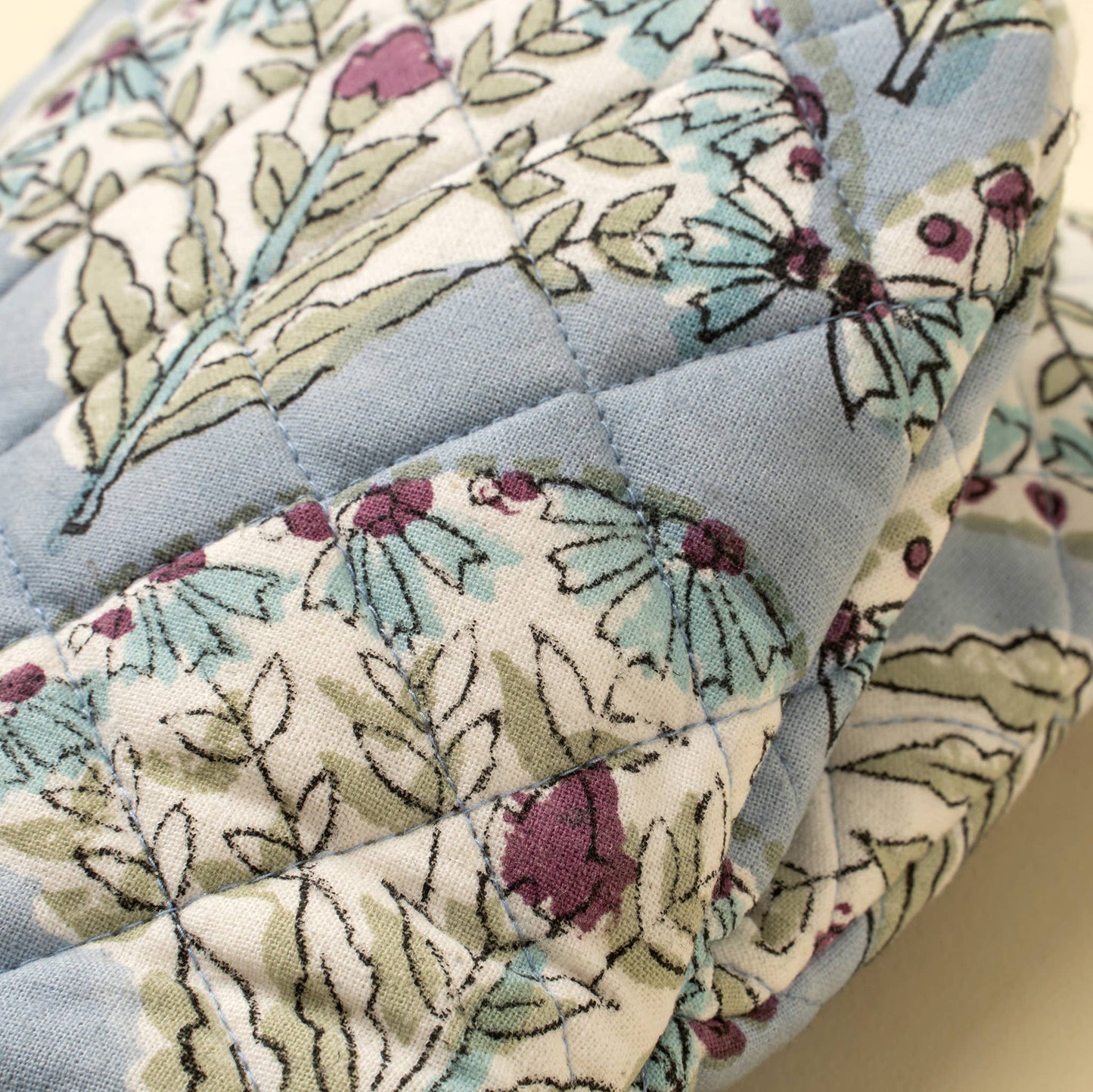 Sakura Block Print Oven Mitt, Blue