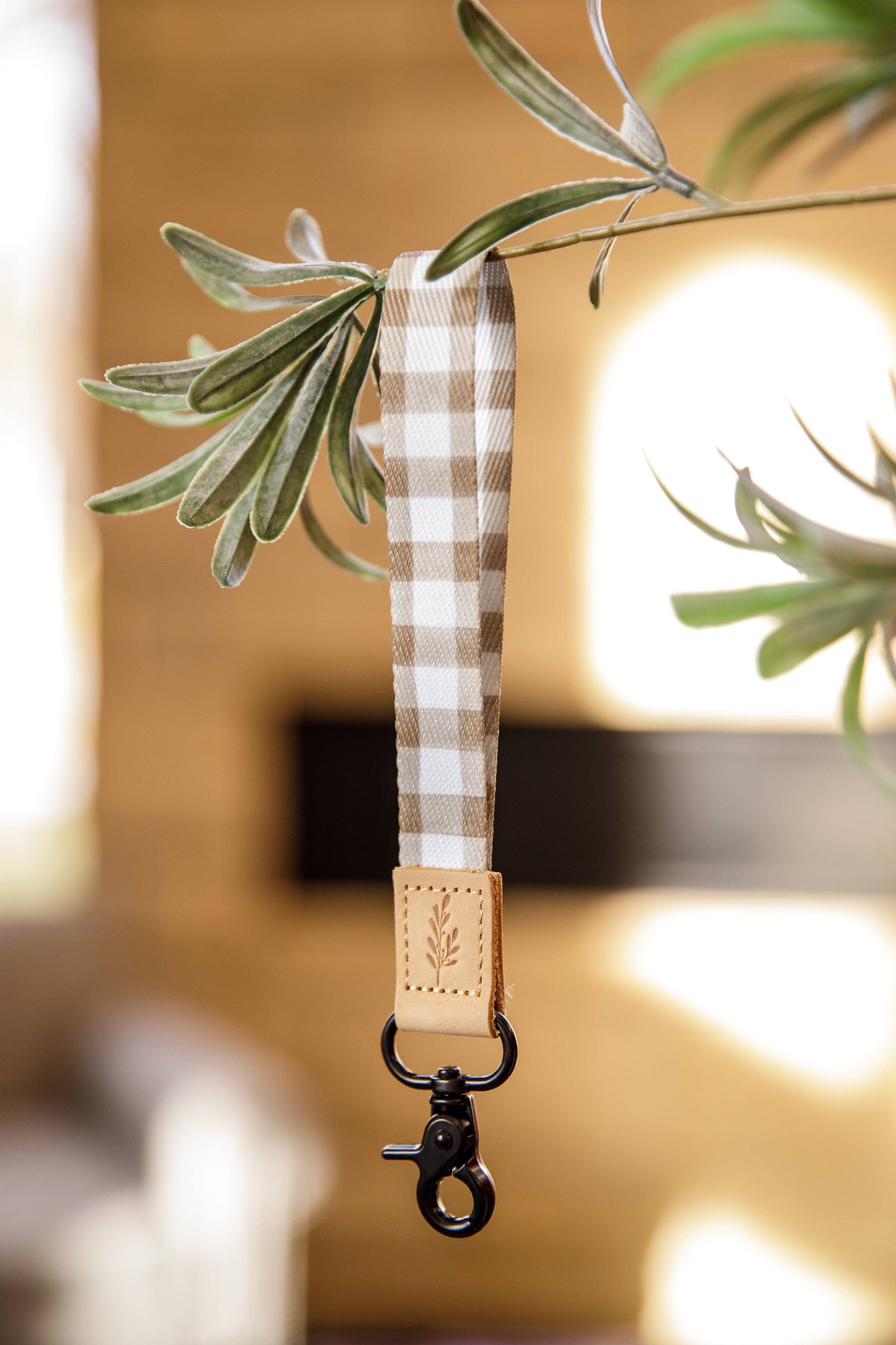 Brown Check Wristlet
