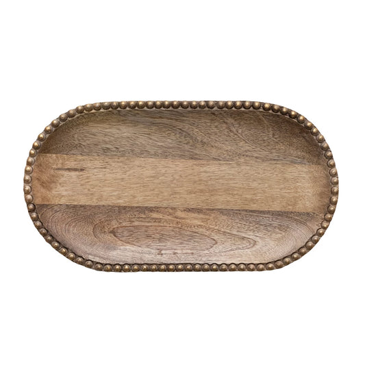 Beaded Wood Tray