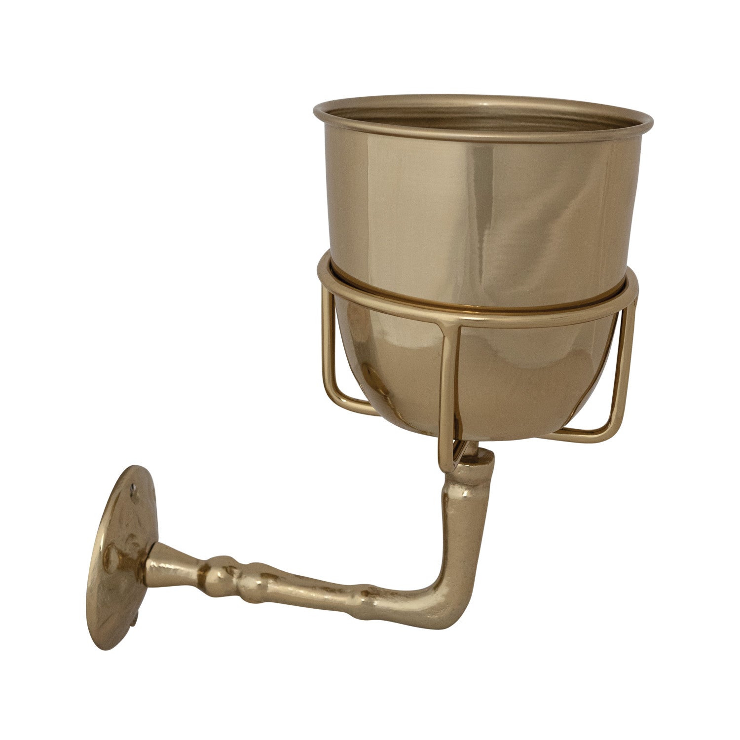 Stainless Steel & Aluminum Wall Bracket w/ Container, Gold Finish, Set of 2