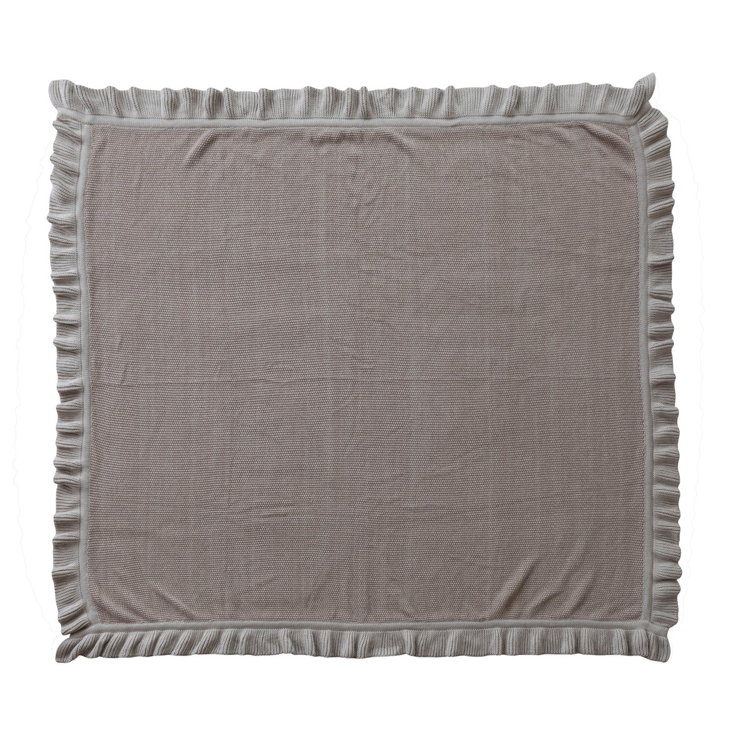 60"L x 50"W Cotton Knit Throw with Ruffle, Taupe