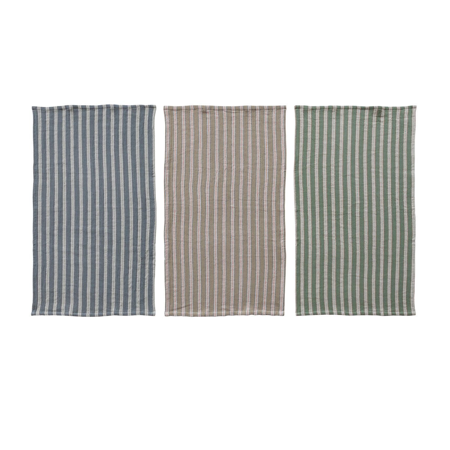 Woven Cotton Double Cloth Striped Tea Towel, 3 Colors