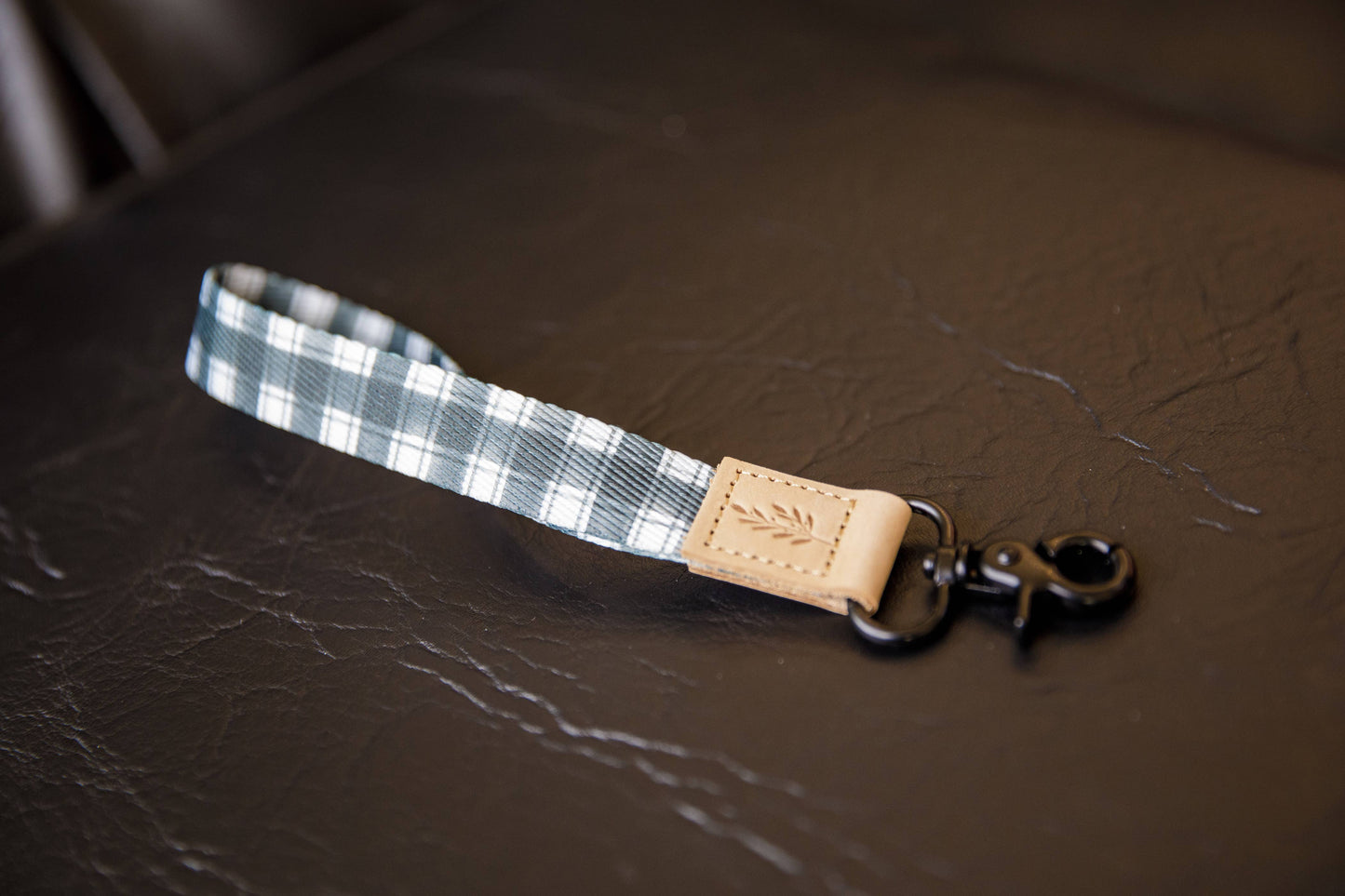 Wristlet Keychain, Wrist Lanyard, Black and White Checkered