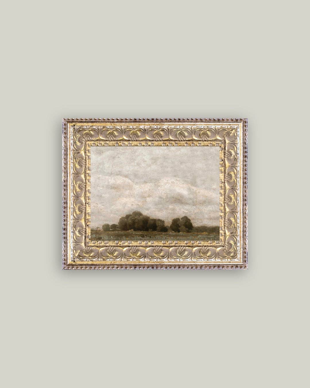 Tree and Cloud Landscape Framed Antique Art