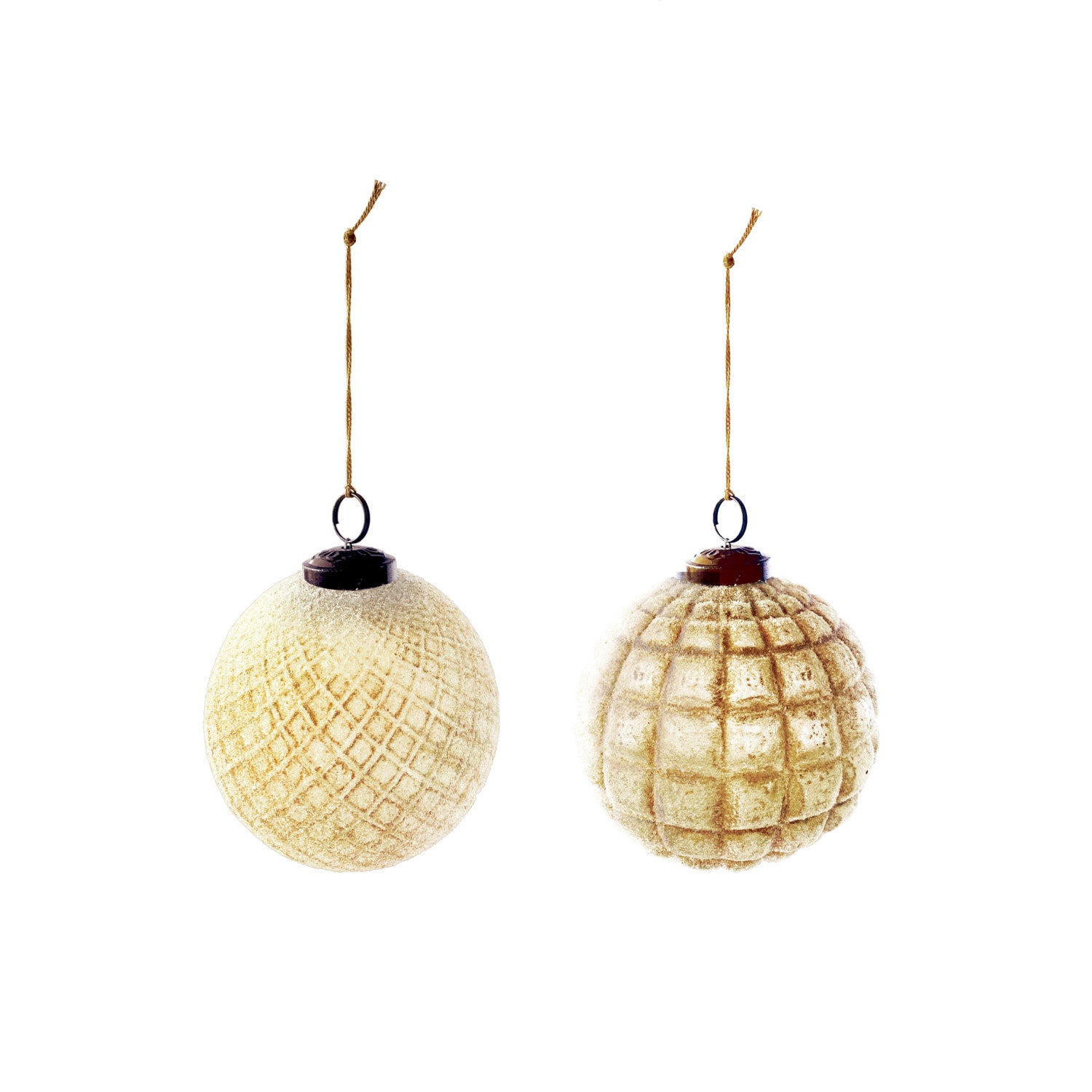 Embossed Recycled Glass Ball Ornament, Frosted Copper Finish, 2 Styles