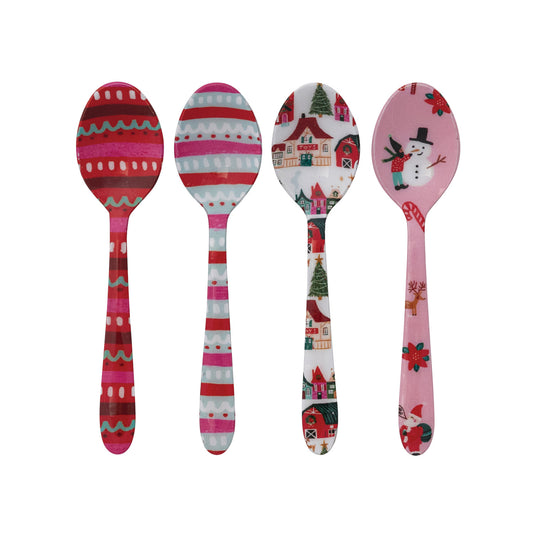 Enameled Stainless Steel Spoon with North Pole Pattern, 4 Styles ©