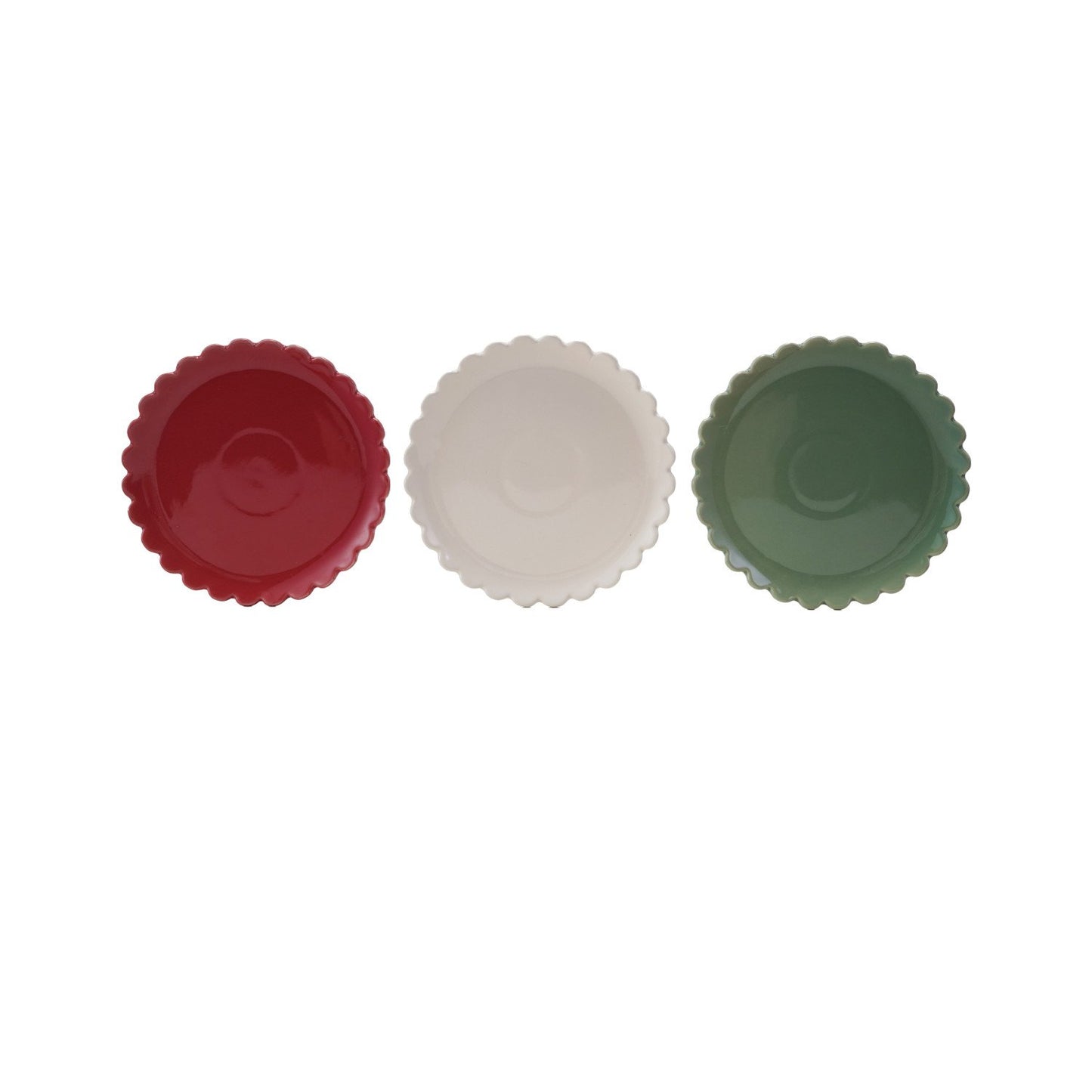 8" Round Stoneware Scalloped Plate, 3 Colors