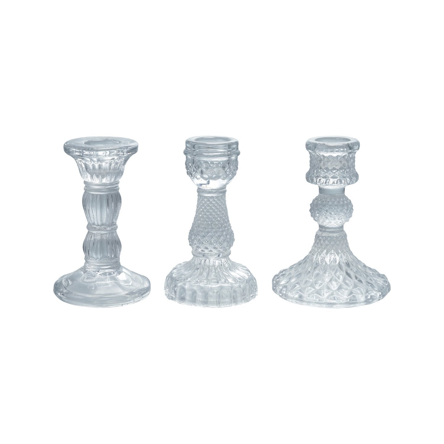 Pressed Glass Taper Holder, 3 Styles