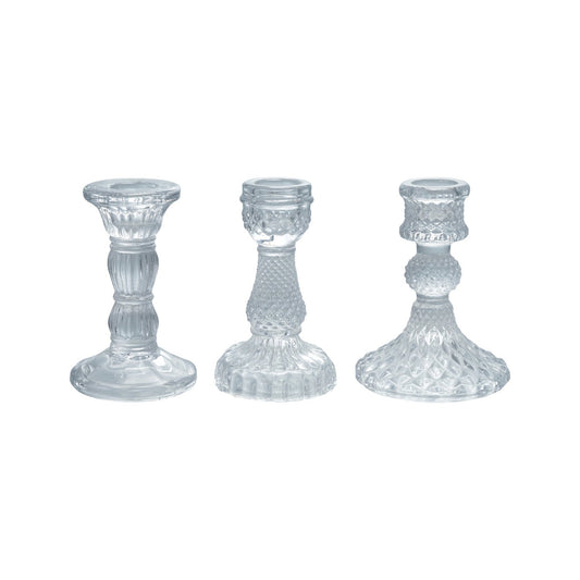 Pressed Glass Taper Holder, 3 Styles