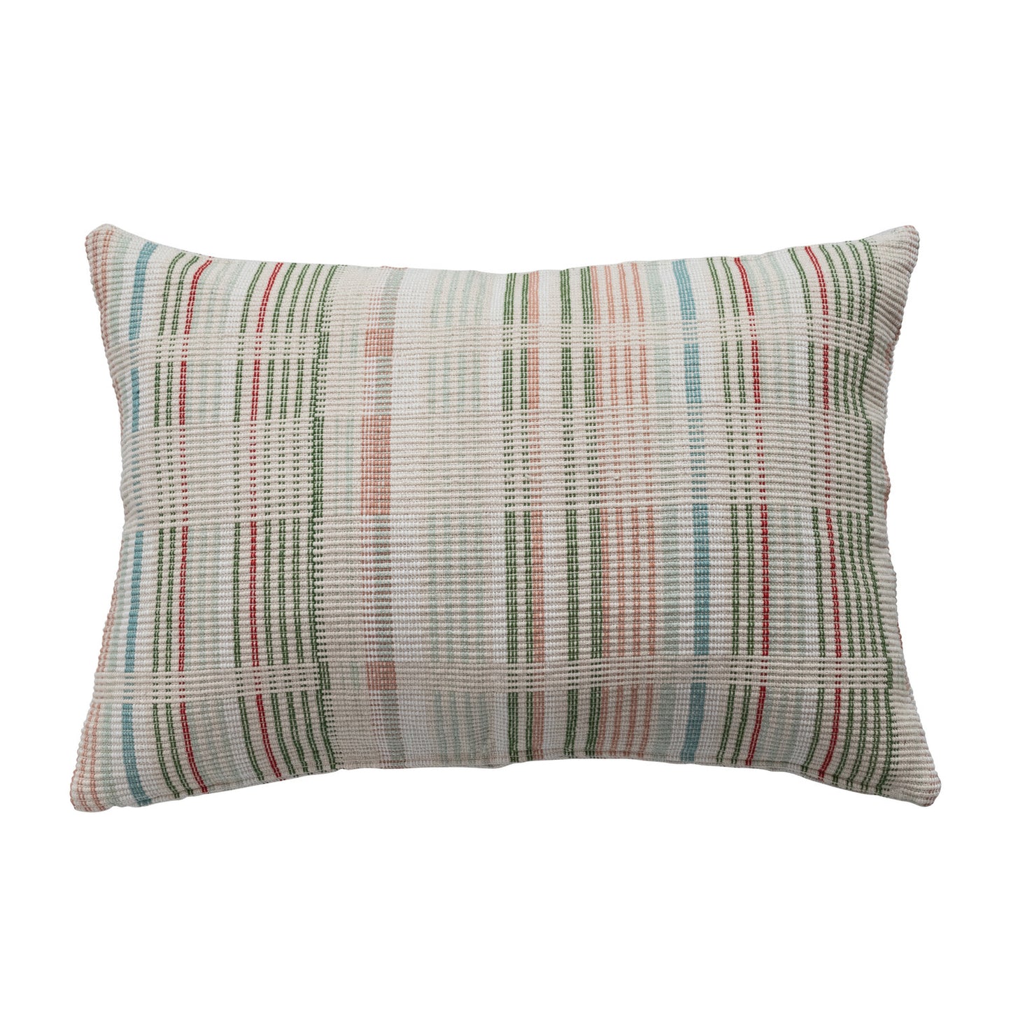 24"L x 16"W Woven Cotton Lumbar Pillow with Stripes Plaid