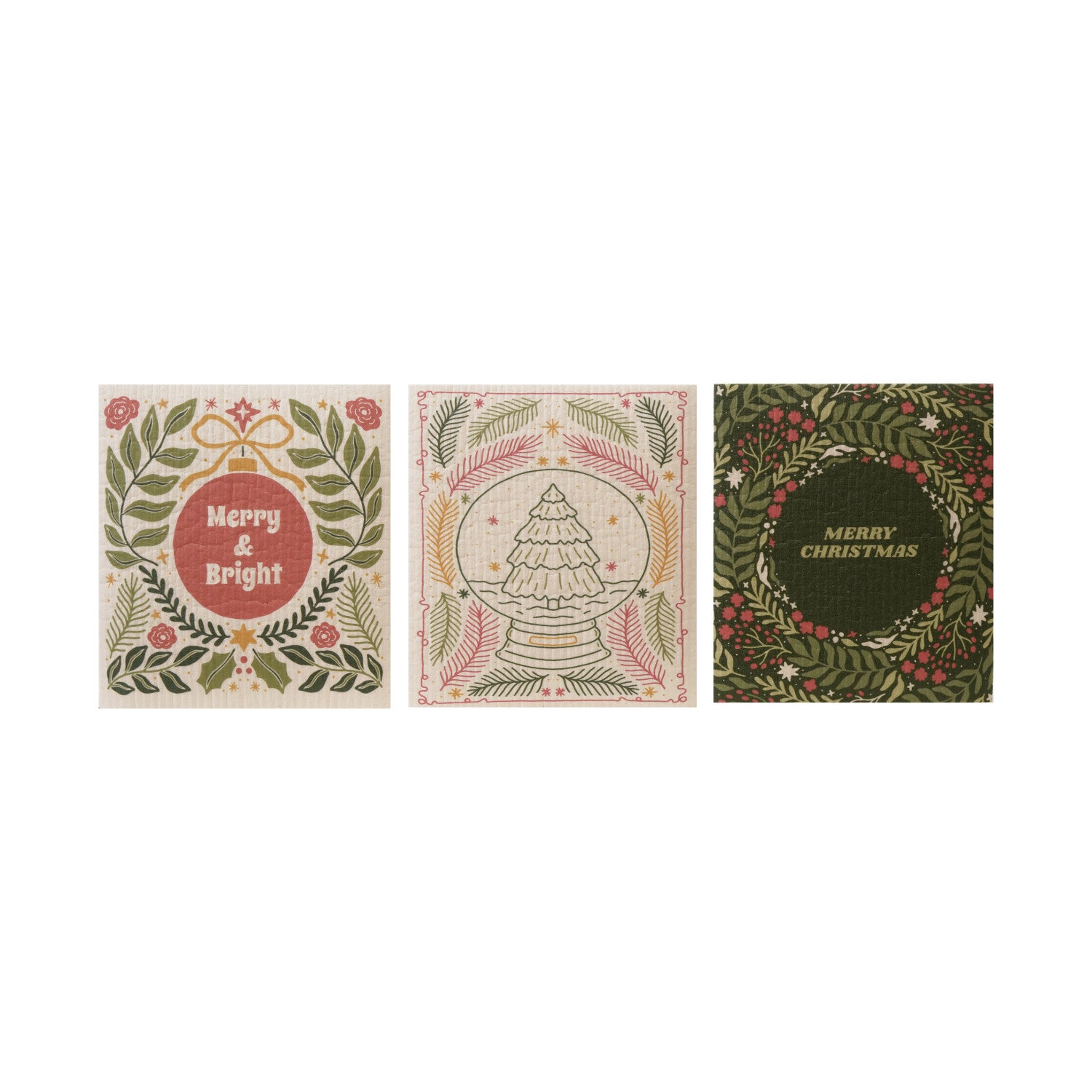 Reusable Cellulose Sponge Cloth with Seasonal Pattern, 3 Styles