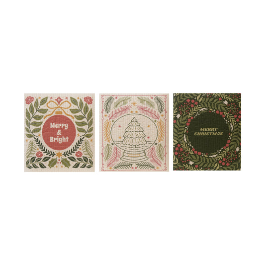 Reusable Cellulose Sponge Cloth with Seasonal Pattern, 3 Styles